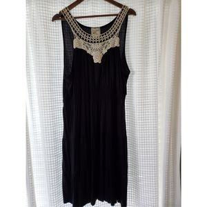 Pink Rose black embroidered dress